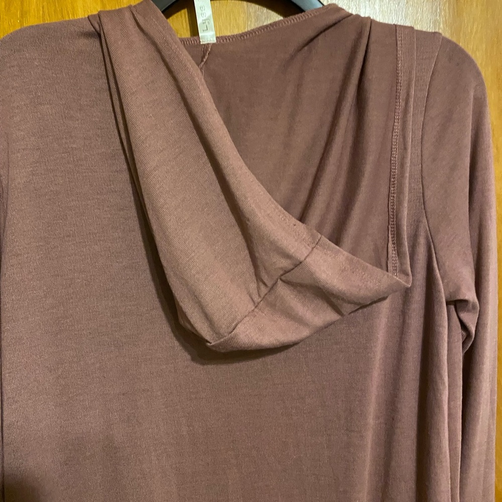 Lyss Loo Dusty Rose Long Sleeve With Hoodie Stylish Duster Women’s Size Medium - Picture 5 of 5